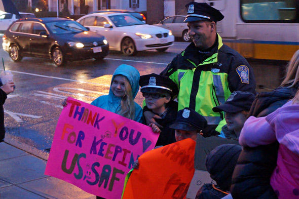 Cop with kids in West Roxbury