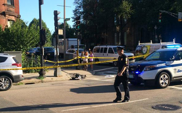 Fatal crash scene in the Back Bay