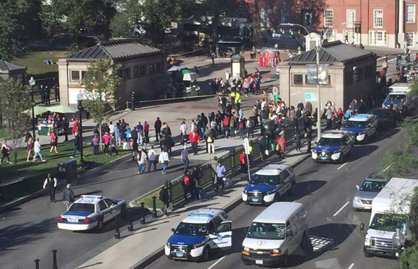 Stabbing scene at Park St. and Tremont St., downtown Boston