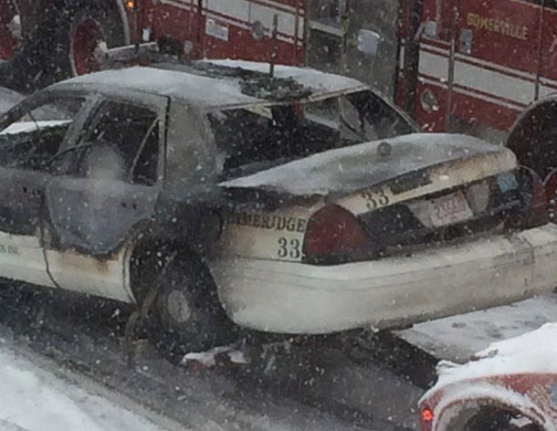 Burned Cambridge cab