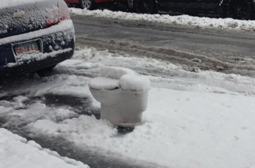 Toilet in the snow in Boston