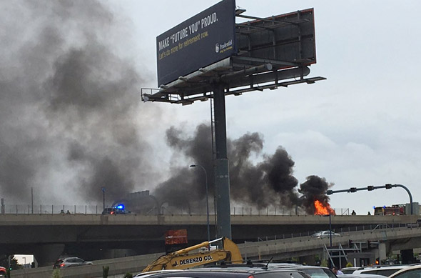 Car on fire on I-93