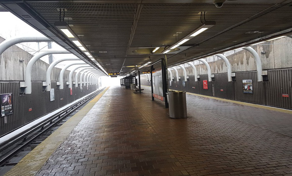 Empty Roxbury Crossing station