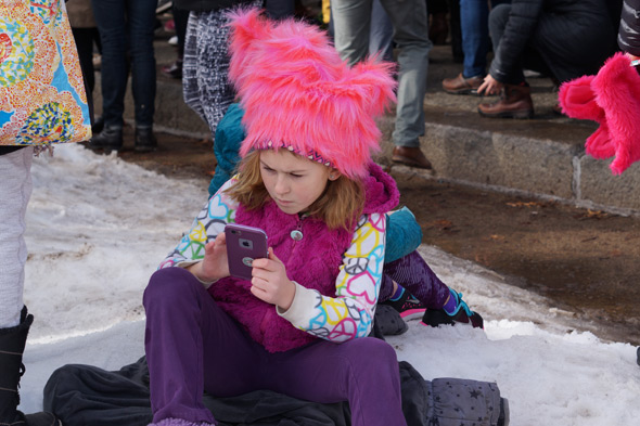 Intense girl at protest