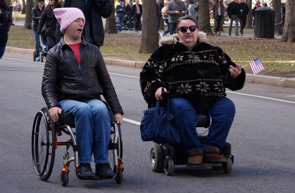 Protesters in wheelchairs