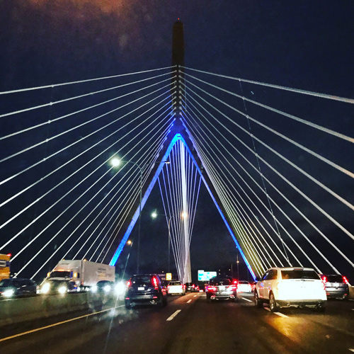 Zakim Bridge at night