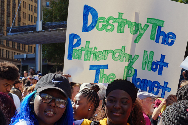 Destroy the patriarch at the climate-change rally