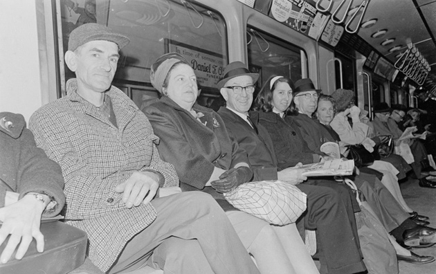 Darkened subway car