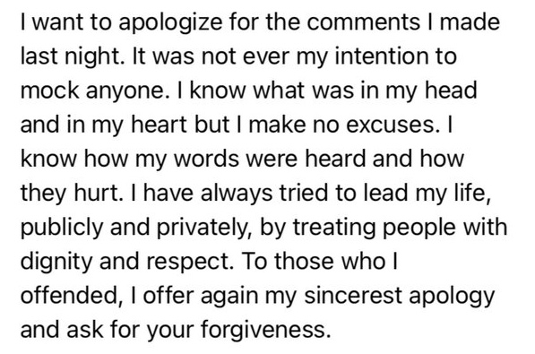 Loconto apology