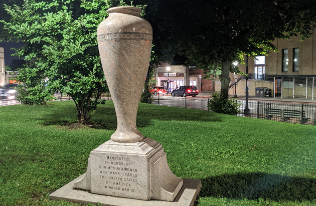 World War II urn in Roslindale