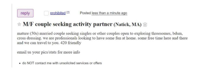 Craigslist threesome ad