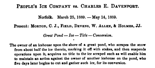 SJC decision from 1889 on the pond