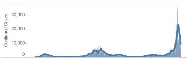 Chart showing drop in cases