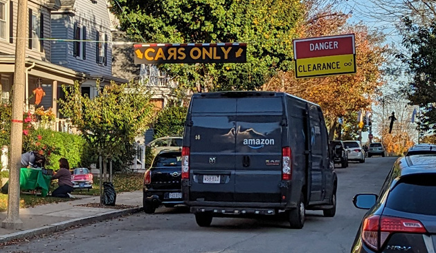 Tyndale St. with Cars Only signs