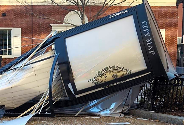 Downed info kiosk