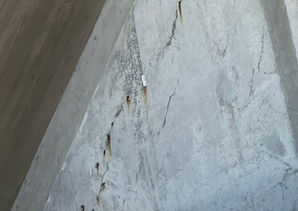 Rusty cracks on a Zakim support beam