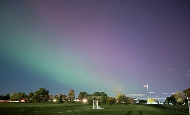 Aurora over Millennium Park in West Roxbury