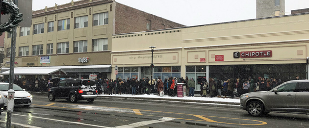 People in line at Central Square