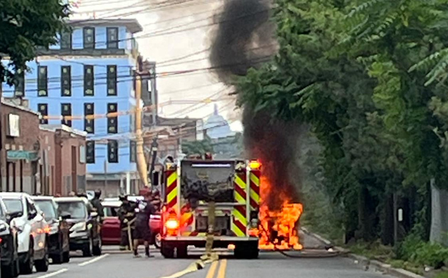 Car on fire on Lincoln Street