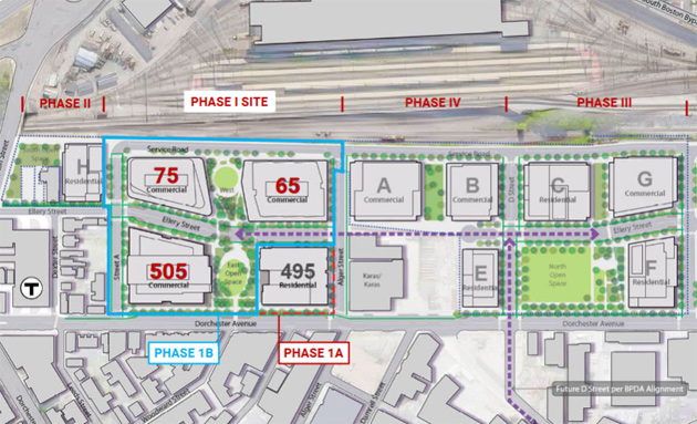 Map showing the planned layout of 11 new buildings