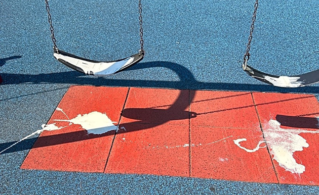 White paint on swings