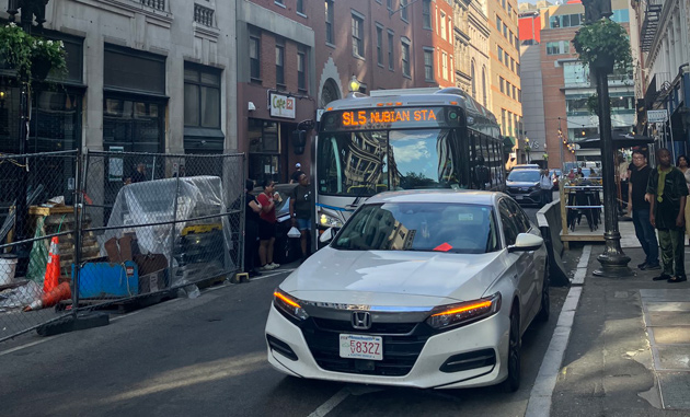 Car blocking Silver Line bus